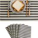 Home Brilliant Cloth Placemats Set of 6 Heat Resistant Place Mats for Dining Table Farmhouse Washable Placemats for Fall Parties Buffet Dinner, 13 x 19 inches, Stripes, Black and White