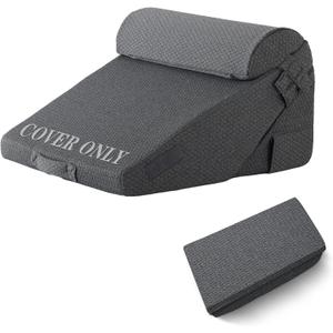 Bedluxe Wedge Pillow Set Cover for 3PCS, Adjustable Bed Wedge Pillow Case with Side Pocket, Removable&Machine Washable Wedge Pillowcase with Zipper, 22"x22"x12", Dark Grey(Pillow NOT Include)