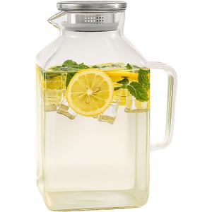 Glass Pitcher, 3.6L/122 oz Glass Water Pitcher with Lid and Spout, Heat/Cold Resistant Borosilicate Glass Water Carafe for Coffee, Juice and Homemade Beverage (TG06) (121.7 Ounces)