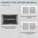 24 x 24 Inch (Duct Opening) Return Air Vent Cover, Louvered Steel HVAC Grille for Wall and Ceiling, White Powder-Coated Rust-Resistant Finish, Decorative Design, Easy to Install