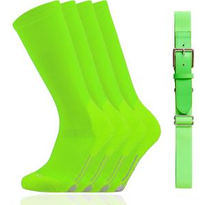 Youper Youth Baseball/Softball Belt & Socks Combo Set (2 Pairs of Socks & 1 Belt) (Large, Neon Green)