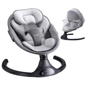LAREX Baby Swing Infant Swing Electric Toddler Baby Rocker Portable for Newborn Boy Girl, 5 Sway Speeds with Remote Control, 10 Preset Melodies and Bluetooth, 0-6 Months Max 20 Lbs (Gray Black)