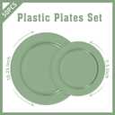 50PCS Sage Green Plastic Plates Disposable Green Plastic Plates include 25 Dinner (10.25") & Dessert/Salad (7.5") for Birthday, Baby Shower, Wedding, Graduation Party Decoration