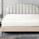 P Pothuiny Satin Fitted Sheet Queen Size, 1 Single Fitted Sheet Only, Extra Soft Deep Pocket Bottom Bed Sheets Mattress Cover Fits 12" to 16", Wrinkle Free, Fully Elasticized (Ivory White)