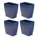 iDesign Small Plastic Bathroom Trash Can, Slim Rectangle Garbage Bin for Bedroom, Office, Dorm, 4-Pack, Navy Blue