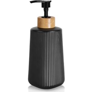 Glass Soap Dispenser, Thickened Glass Hand Soap Dispenser for Bathroom, Kitchen Dish Washing Liquid Bottles, Shampoo and Conditioner Bottles, Modern Farmhouse Style, (Black, Set of 1, 12oz)