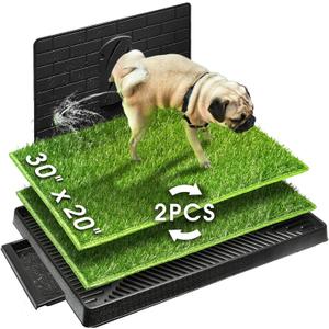Hompet Dog Potty with Tray Large 30''x20'', 2 Artificial Grass Patch for Indoor and Outdoor Use, Puppy Turf Grass Pad Reusable Training Pads with Pee Baffle, Ideal for Dogs Hompet Dog Potty with Tray Large 30''x20'', 2 Artificial Grass Patch for Indoor and Outdoor Use, Puppy Turf Grass Pad Reusable Training Pads with Pee Baffle, Ideal for Dogs