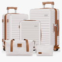 SHOWKOO Luggage Sets 3 Piece Hardside Expandable Suitcase with Double Spinner Wheels Tsa Lock, (Beige White, 5 piece set)