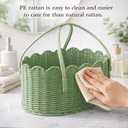 Premium PE Rattan Diaper Caddy Organizer with Handles, Easy-clean PE Wicker Storage Basket, Sage Green Nursery Organizer for Baby Essentials & Baby Shower Gifts