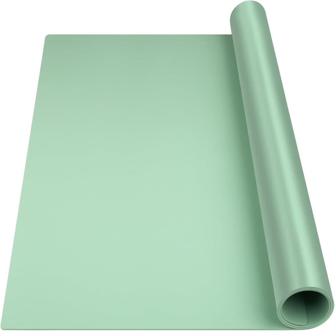 Silicone Mats for Kitchen Counter, Nonslip Silicone Mats for Crafts Countertop Protector Heat Resistant Mat (78.7 x 24 x 0.08, Light Green)