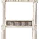 Rustic Farmhouse Cottagecore Accent End Table, Distressed Accent Side Table with Espresso Tray Top and Woven Wicker Shelf, Boho, French Country Decor, Square, Weathered Brown & White