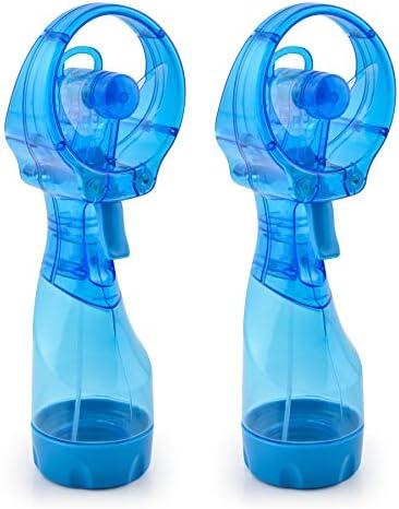 O2COOL Deluxe Handheld Battery Powered Water Misting Fan (Light Blue) 2 Pack