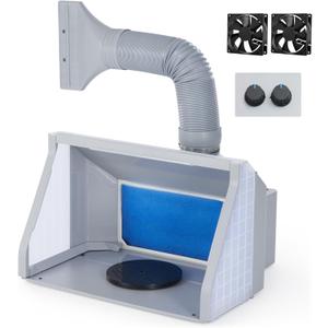 CO-Z Airbrush Spray Booth with Dual Fans, Portable Paint Spray Booth for Airbrushing with Stepless Speed Switch, 3 LED Lights and Exhaust Hose, Airbrush Booth Kit for Painting Model Craft DIY
