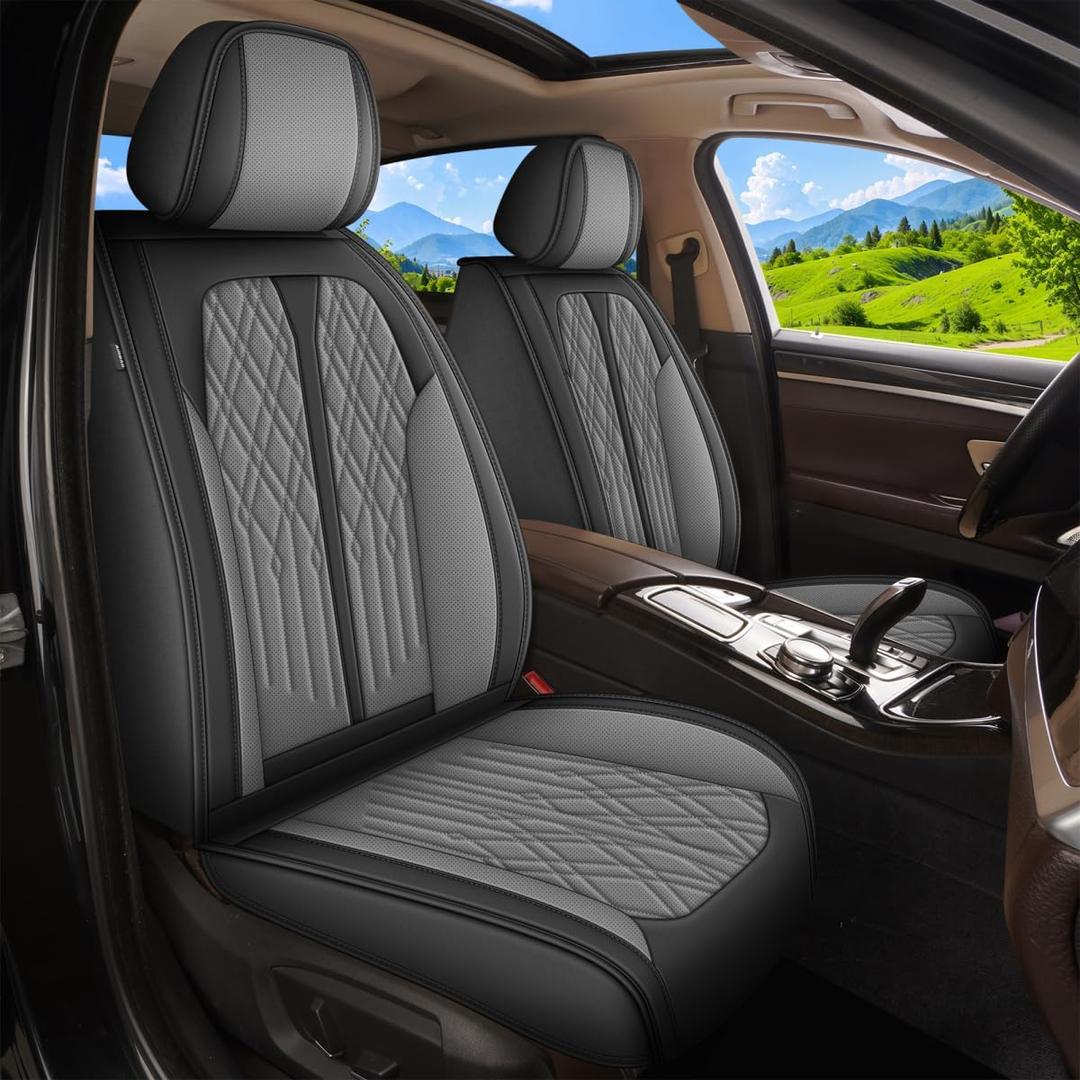 DISUTOGO 2 PCS Front Car Seat Covers Fit for Mazda CX-5 CX5 2013-2023 2024 2025 Breathable Faux Leather Waterproof Seat Cushion with Airbag Compatible (Black & Grey) - 2 Seats DISUTOGO 2 PCS Front Car Seat Covers Fit for Mazda CX-5 CX5 2013-2023 2024 2025 Breathable Faux Leather Waterproof Seat Cushion with Airbag Compatible (Black & Grey) - 2 Seats