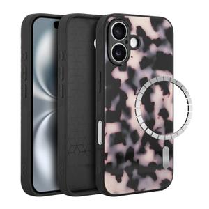 Aijohnny Phone Case for iPhone 16 Plus, [Compatible with Magsafe][Full Camera Protection], Tortoise Shell Shockproof Protective Phone Cover for Women, Fashion Slim Lightweight Magnetic Case Black