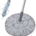 Self-Wringing Twist Mop for Floor Cleaning, Long Handled Microfiber Floor Mop with Top Scouring Pad for Kitchen, Hardwood, Restaurant, Bathroom, Garages, Warehouses, Office, 64-inch , Grey