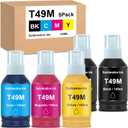 Mutikor T49 T49M Sublimation Ink Compatible Replacements for T49H T49L Printers F170 F570, Sublimation T49M1 T49M2 T49M3 T49M4, 2 Black & 3 Color T49M (Autofill/ICC-Free/Anti-UV)