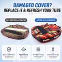 Soulchen Thriller Inflatable Towable Tube Replacement Nylon Cover for Boating Adults, 1-2 Rider, Towable Deck Tube Covering for Boating Front and Back Tow Points Heavy Duty for Water Sport(Cover Only), measures about 60 x 56"