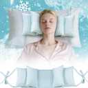 Anti Aging Beauty Pillow for Back Sleeping Adjustable Head Support to Prevent Wrinkles & Acne, Cooling Face Up Head Positioning for Sleeping Upright, Post Facial Surgery Pillow Pad (Blue)