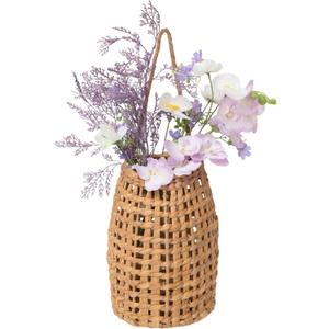 Woven Water Hyacinth Hanging Basket Door Hanging Basket Wall for Home Garden Farmhouse (Water Hyacinth)
