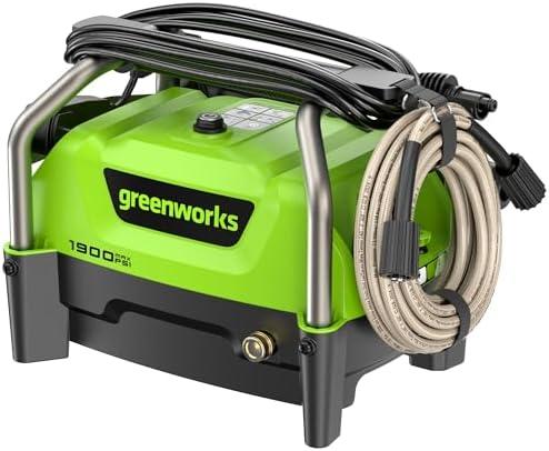 Greenworks 1900 PSI (SGS Certified) 1.2 GPM 13Amp Portable Compact Electric Pressure Washer, Power Washer for Cars, Driveways, Patios, Patio Furniture & Around Pools