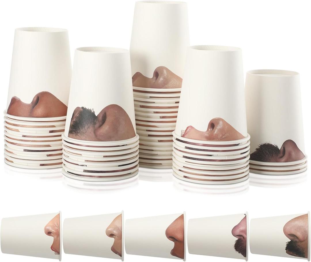 Sliner 50 Pcs Pick Your Nose Paper Cups Funny Disposable Nose Coffee Cups 9 oz Paper Novelty Coffee Mugs for Tea, Hot Chocolate, Water, Juice for Hot Cold Drinks Birthday Christmas Party Supply