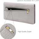 Wallet Women Bifold Faux Crocodile Leather Minimalist Slim Thin Long Wallets RFID Blocking Credit Cards Holder Purse with Back Zipper Coin Pocket for Women and Men,Grey