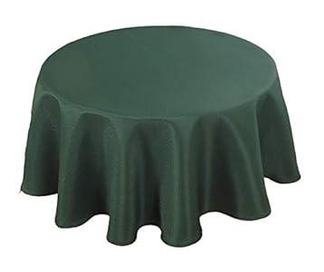 Biscaynebay Textured Fabric Tablecloths, Water Resistant Spill Proof Tablecloths for Dining, Kitchen, Wedding and Parties, Hunter Green 70 Inches Round