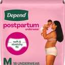 Depend Postpartum Underwear for Women, Adult Incontinence Underwear, Maximum Absorbency, Medium, 18 Count