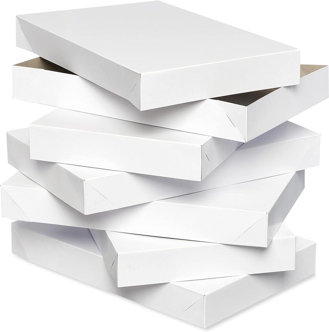 American Greetings White Shirt Boxes with Lids, for Birthdays, Holidays, and All Occasions (6 Boxes, 14.75'' x 9.5'')
