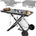 Portable Grill Cart for Blackstone 17" & 22" Griddle, Foldable Grill Table with Propane Tank Holder, Outdoor Portable BBQ Grill Stand for Backyard, Camping, Tailgating