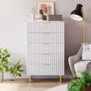 Garvee Fluted Dresser with 5 Drawers, 48" Tall Modern Chest of Drawers with Curved Profile Design, Wood Drawer Organizer