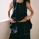 TERIVEEK Women Two Piece Summer Outfits Lounge Set Casual Loose Sleeveless Tunic Tops and Shorts with Pockets Tracksuit Set (Small, Black)