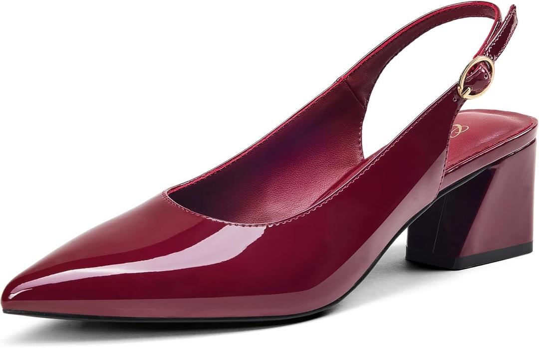 GENSHUO Women's Slingback Closed Toe Block Chunky Low Heel Pumps - 2.36 Inches Office Wedding Party Dress Shoes, 8.5