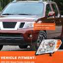 for 2009-2021 Nissan Frontier 4door Headlights Assembly Chrome Pair | OE 26060ZL40A, Halogen, W/O bulbs, IP67, Plug & Play, amber reflector
