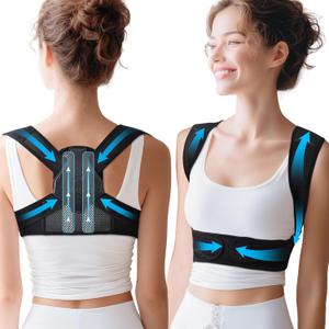 Posture Corrector for Women, Adjustable Upper Back Brace with Enhanced Support, Invisible Under Clothes, Breathable Back Straightener for Neck, Back Pain Relief, Correct Hunchback, Slouching (Small)