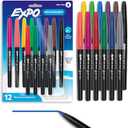 EXPO Wet Erase Markers, Semi-Permanent, Assorted Colors, Ultra Fine Tip, 12 Count - For Writing on Glass, Whiteboards, Mirrors, Calendar, Labeling, Organizing