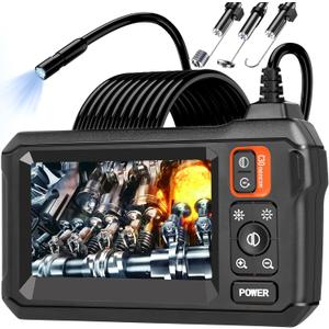 Endoscope Camera with Light, Borescope Camera with 4.3" IPS Screen, 1920P HD with 8 LED Lights, 16.4FT Semi-Rigid Cord Bore Scope, Gadgets for Men & Tools for Men