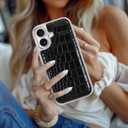 SOKAD Leather for iPhone 17 Case Cute Trendy, Black Crocodile