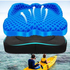 NEW-Vi Anti-Slip Kayak Seat Cushion - Double Thicken Gel Boat Cushion, Waterproof Kayak Gel Seat Cushion, Coccyx Sciatica Pain Relief, Kayak Accessories for Fishing, Kayak Fishing Accessories (Blue)