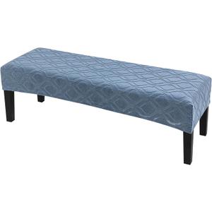 SearchI Dining Bench Cover, Stretch Washable Long Bench Seat Covers, Rectangle Dining Table Bench Slipover for Dining Room, Living Room, Kitchen(Hexagon Jacquard Blue)