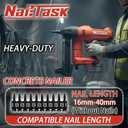 20V Brushless Cordless Concrete Nailer, 16-40mm, No Battery | 100J, Adjustable Depth, Press-to-Fire Safety, Compatible with Makita Battery, Safety Glasses Bag, 5 Nozzles for Steel Brick