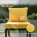 24x24 Inch Outdoor Chair Cushions Set of 2, Patio Furniture Cushions - Removable Cover, Water-Repellent, Fade-Resistant, Non-Slip Bottom & Straps, Replacement for Deep Seat Sofa & Couch - Yellow