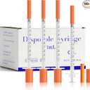 1ml Syringes 30G 1/2" 13mm Needle U-100 Disposable Lab Syringe, 100 Pack