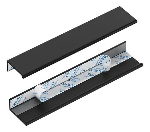 Goldenwarm 12 Pack Black Adhesive Cabinet Handles Peel and Stick Cabinet Handles Black Finger Pulls for Dresser Bathroom, Aluminium Alloy