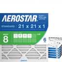 Aerostar 21x21x1 MERV 8 Pleated Air Filter, AC Furnace Air Filter, 6 Pack (Actual Size: 20 7/8" x 20 7/8" x 3/4")