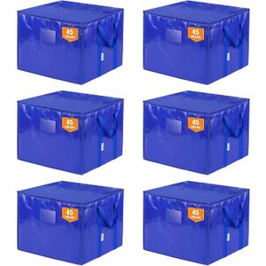 TICONN 6 Pack Extra Large Moving Bags with Zippers & Carrying Handles, Heavy-Duty Storage Tote Moving Boxes for Space Saving (6 PK, 45 Gallon)