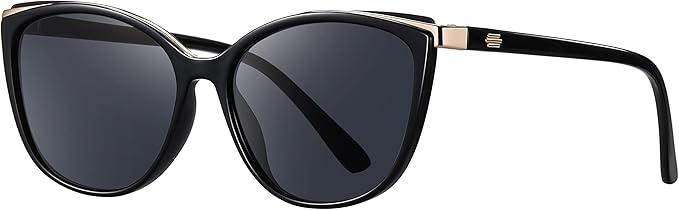 Soft Cat Eye Sunglasses for Women Trendy Cateye UV400 Protection | Fashion Shades CL22017 Black Lens/Black Frame