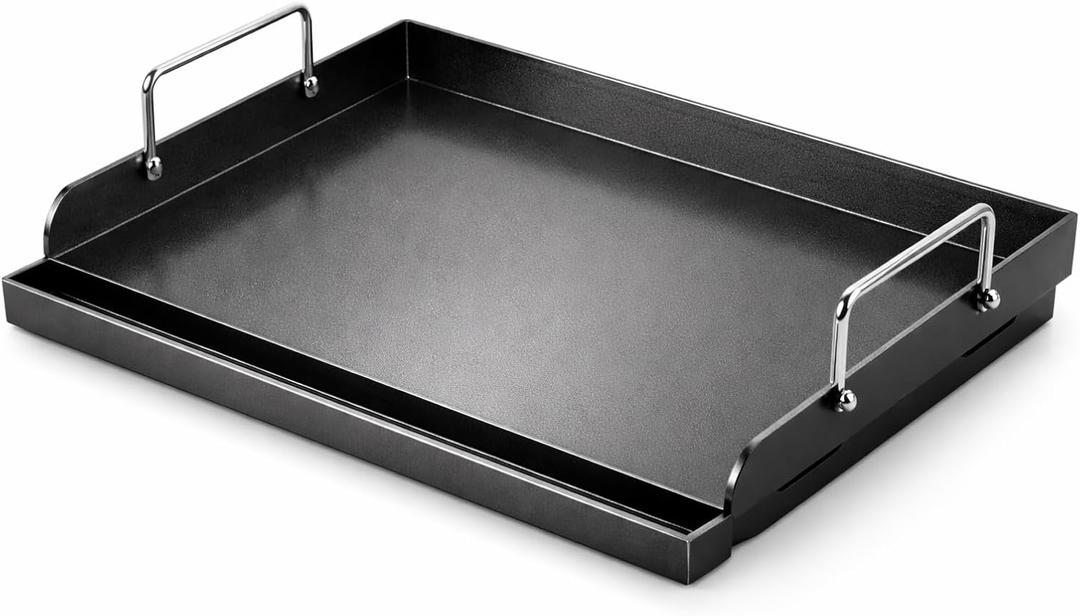 Utheer 17" x 13" Nano-Ceramic Nonstick Griddle for Gas & Charcoal Grills Universal Flat Top Griddle with Grease Groove/Reinforced Ridges/High Sidewalls, Perfect for Healthy Cooking,Parties & Camping
