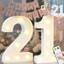 Light Up Numbers Birthday Decorations, Marquee Number Lights Sign with Remote, Lighted Numbers for 21st Birthday Wedding Anniversary Party Backdrop Wall Decor, Cool White and Warm White Number 21